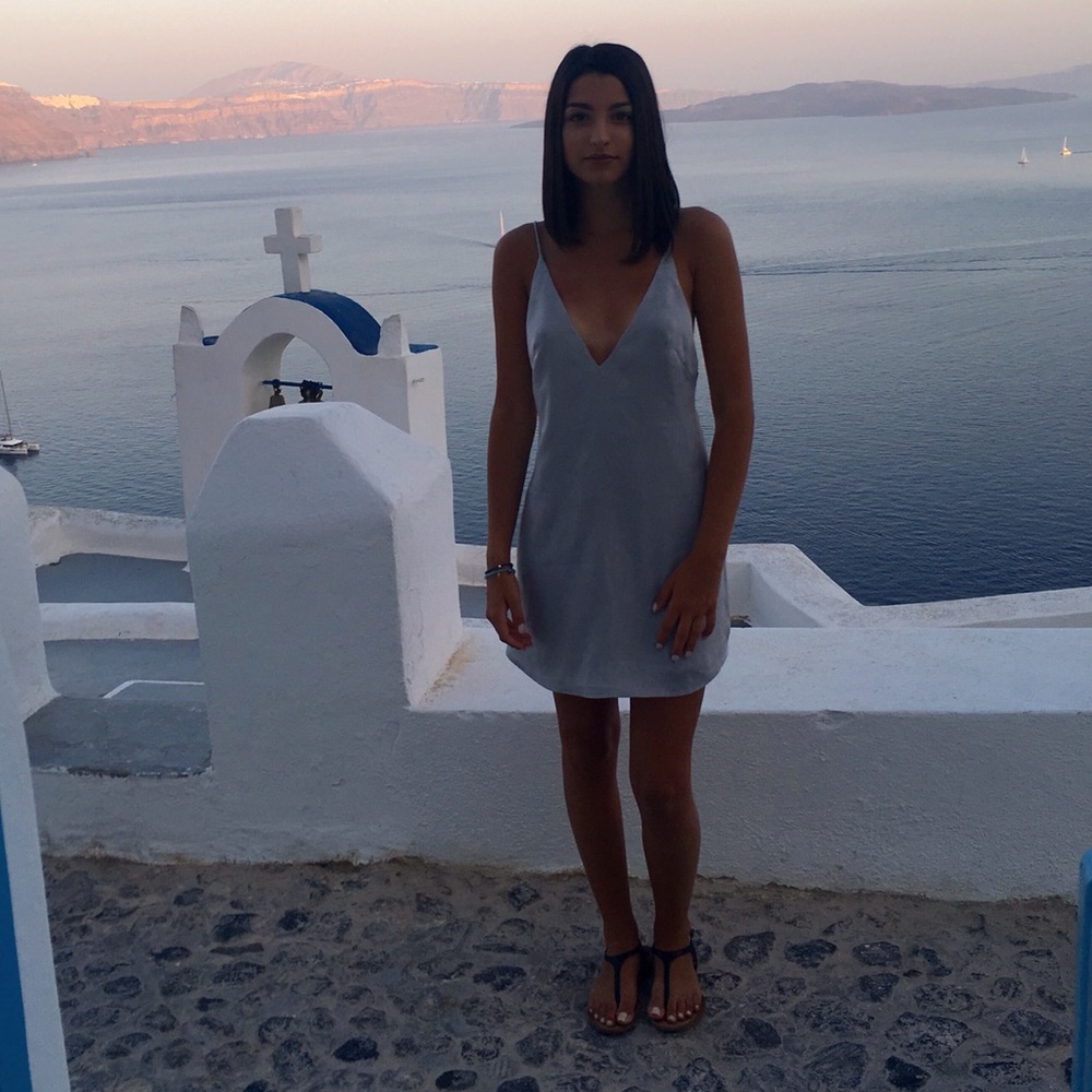 Blue slip dress
